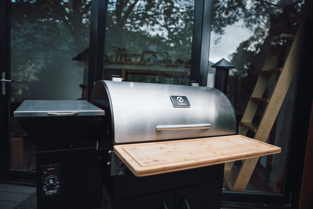 Traeger Grills wood table and metal structure