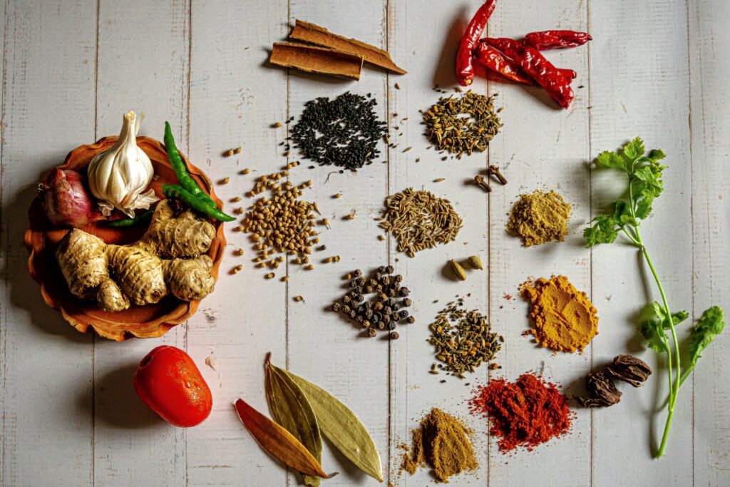 Various Spices on a Table