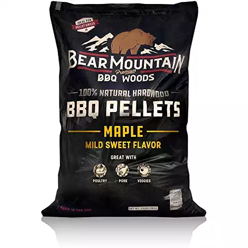 Bear Mountain Premium BBQ Woods 100% All-Natural Hardwood Pellets - Maple Wood (20 lb. Bag) Perfect for Pellet Smokers, Smoky Wood-Fired Flavor
