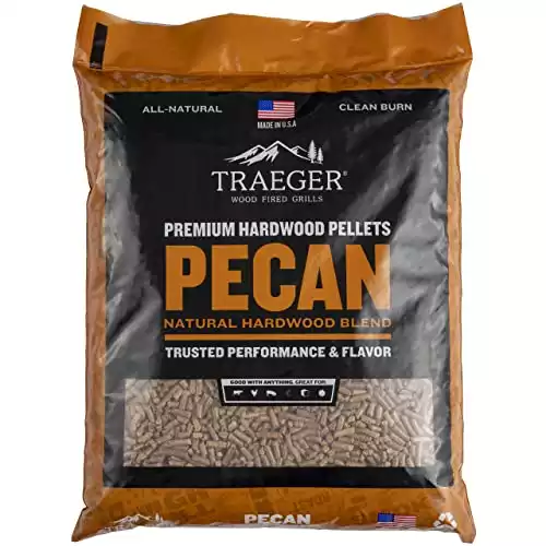 Traeger Grills Pecan 100% All-Natural Wood Pellets for Smokers and Pellet Grills, BBQ, Bake, Roast, and Grill, 20 lb. Bag