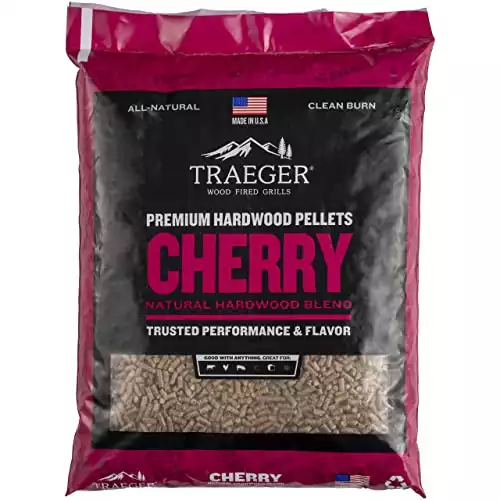 Traeger Grills Cherry 100% All-Natural Wood Pellets for Smokers and Pellet Grills, BBQ, Bake, Roast, and Grill, 20 lb. Bag