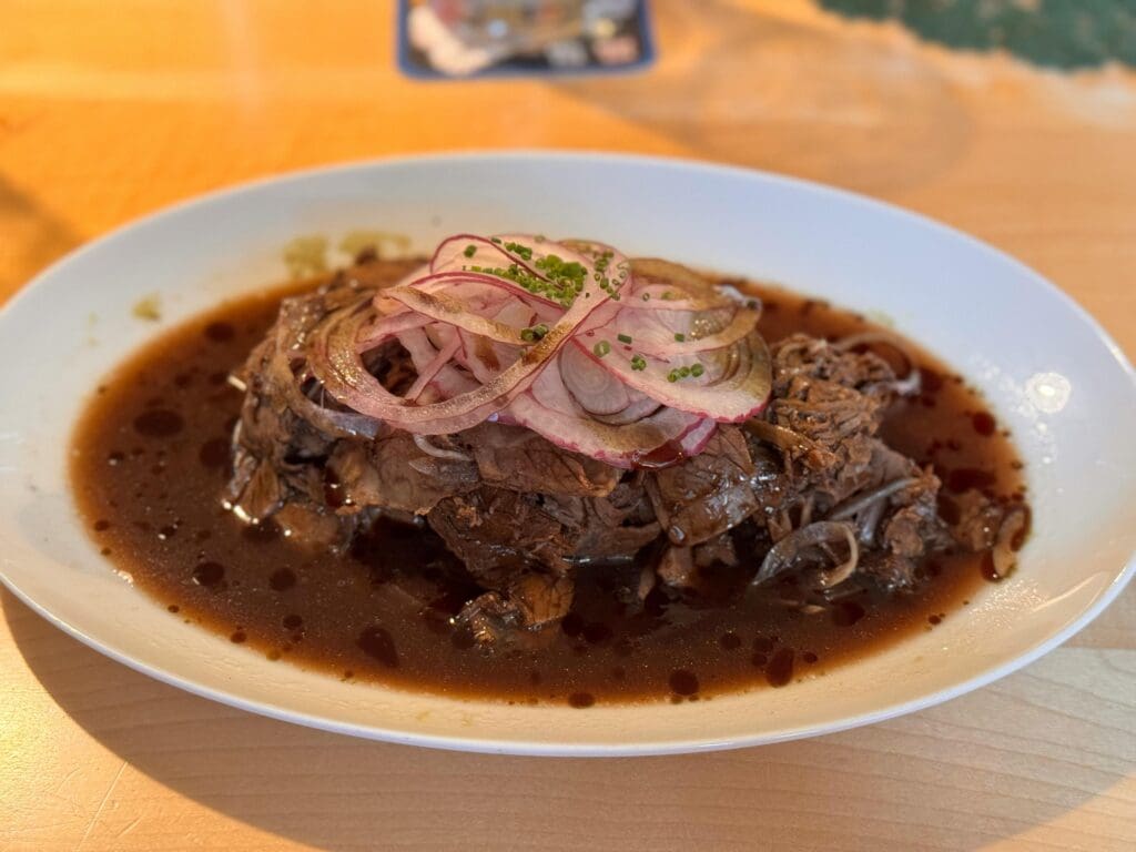 cut brisket in sauce